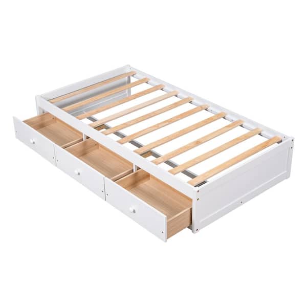 Harper & Bright Designs White Wood Frame Twin Size Platform