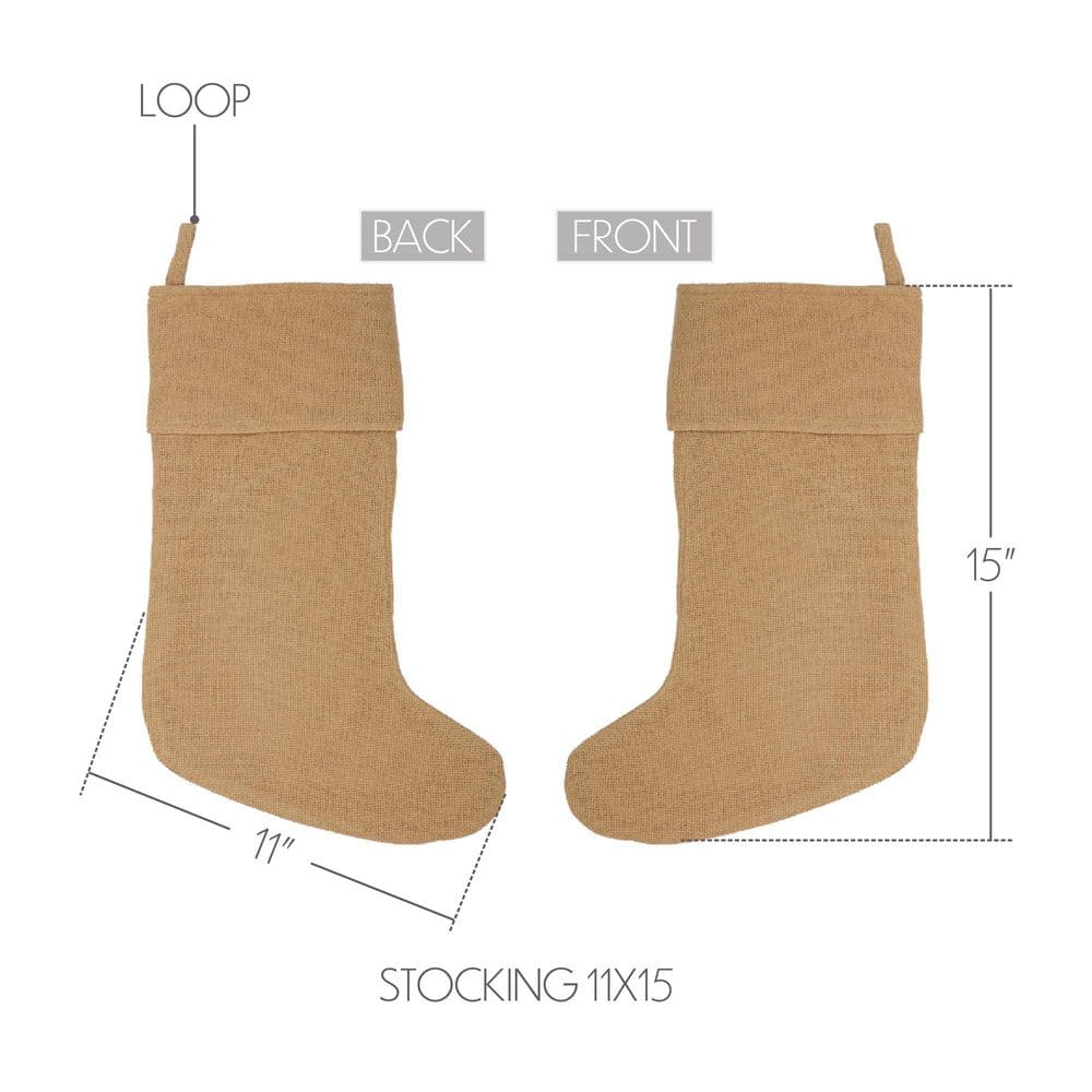 Natural Burlap Christmas Stocking with Taffeta Lining