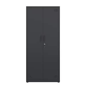 Black Freestanding Steel Storage Locker Cabinet with 2-Doors and 4-Layers Shelves for Home Office,School