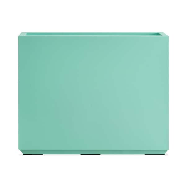 24.02 in. H x 30 in. W x 9.84 in. D Long Box Metal Rectangular Planter in Aqua Blue