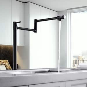 Deck Mounted 2-Handle Pot Filler Faucet with Extension Shank in Matte Black