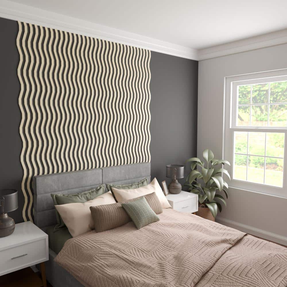 Birch Adjustable 47" Decorative Wood Slat Wall Panel Kit
