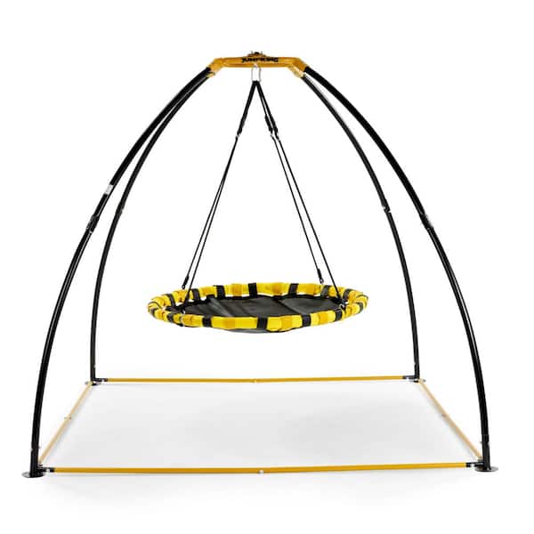 JUMPKING Backyard UFO 360 and Front to Back Motion Swing Frame with Round Foam-Covered Seat