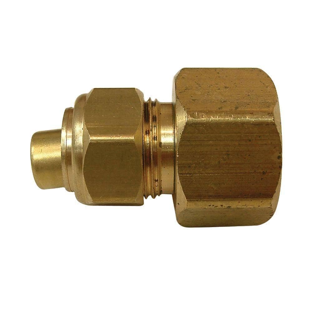 Everbilt 3/8 in. x 1/4 in. OD Compression Brass Reducing Coupling Fitting  801229 - The Home Depot