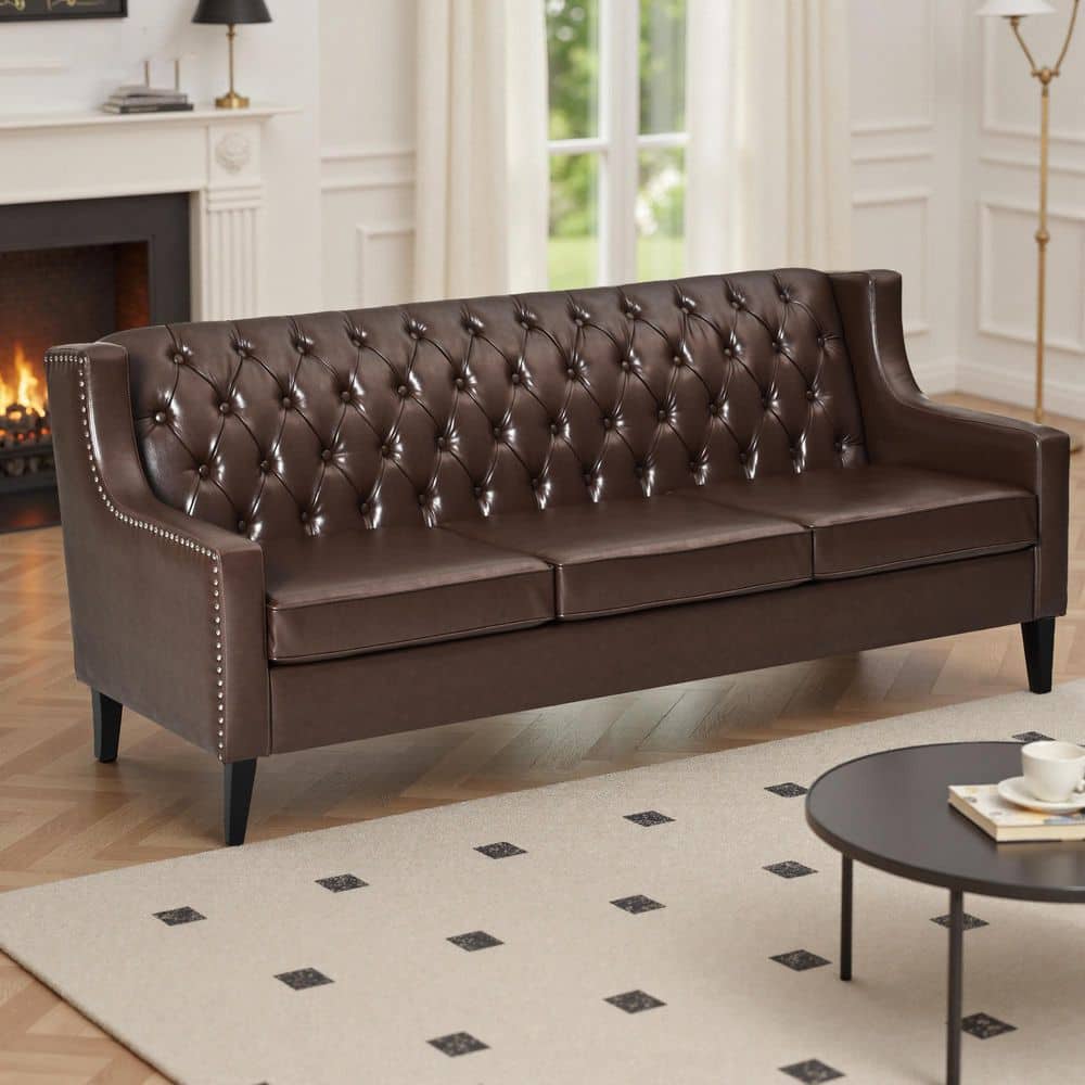 Harper & Bright Designs 78.7 in Wide Slope Arm Faux Leather