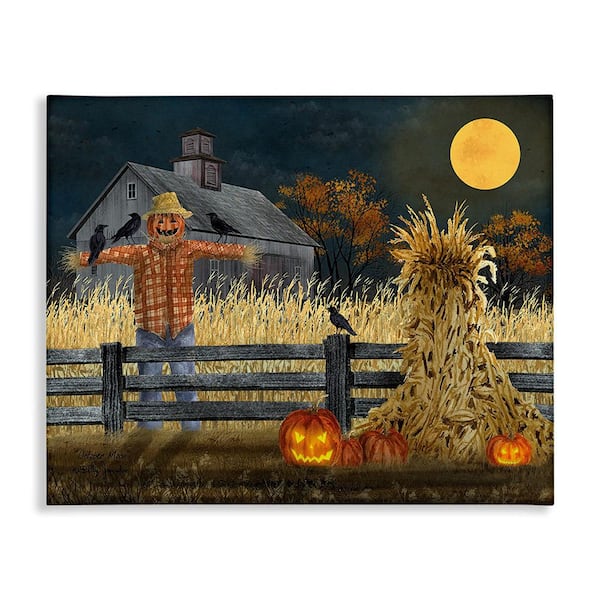 Stupell Industries Scarecrow Farm Landscape byBilly Jacobs 1-Piece Unframed Graphic Print Nature Poster Art Print 48 in. x 36 in.