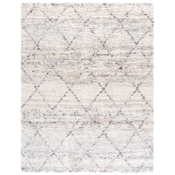 Fontana Shag 10 ft. x 14 ft. Gray/Ivory Geometric Area Rug