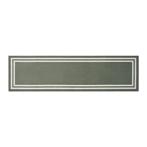 Debbie Double Border 2-Tone Ivory/Sage 2 ft. x 6 ft. Tufted Border Polypropylene Runner Rug