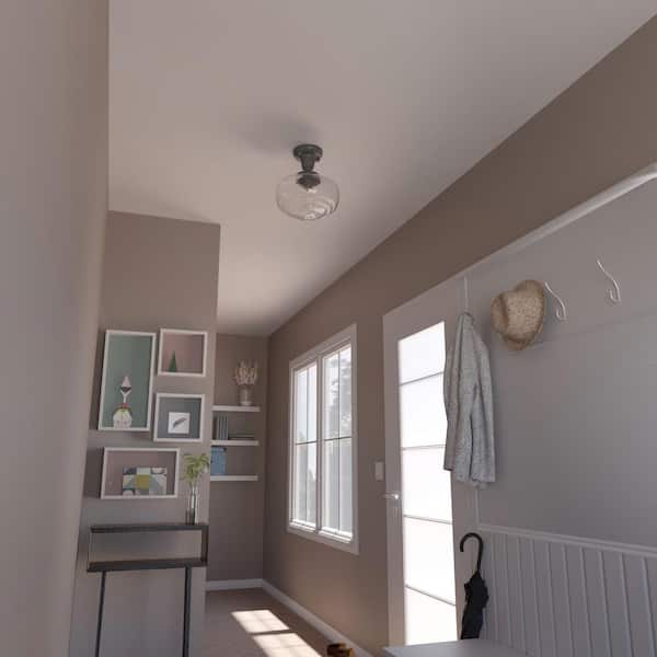 Hunter - Saddle Creek 1 Light Noble Bronze Mini Pendant with Seeded Glass Shade Kitchen Light