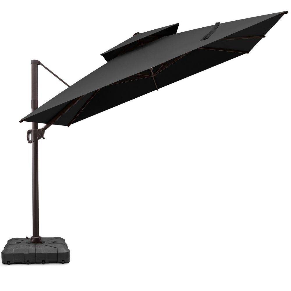 11x 11 ft. Outdoor Cantilever Umbrella and 260 lbs HDPE Base Aluminum Offset Patio Umbrella with 360° Rotation in Black price history on PriceWatchPro