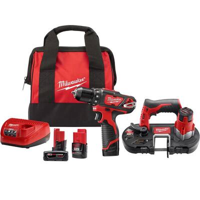 M12 12-Volt Lithium-Ion Cordless 3/8 in. Drill/Driver Kit with M12 Sub-Compact Band Saw and 6.0 Ah XC Battery Pack