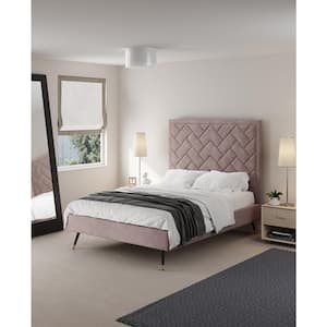 Crosby Modern Pink Velvet Upholstered Wood Frame Full Platform Bed
