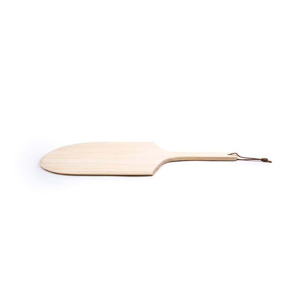 Natural Rubberwood 12-Inch Pizza Paddle with Handle Loop