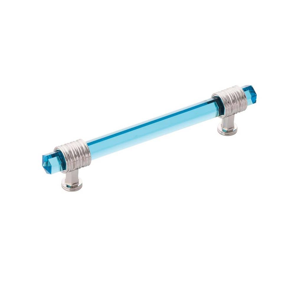 Chrysalis Collection Pull 5-1/16 in. (128 mm) Center to Center Polished Nickel with Cerulean Glass Bar Cabinet Pull price history on PriceWatchPro