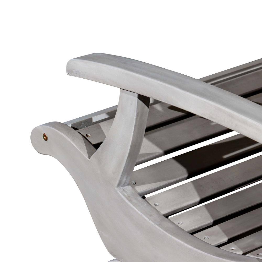 Silver Gray Solid Wood Outdoor Lounge Armchair