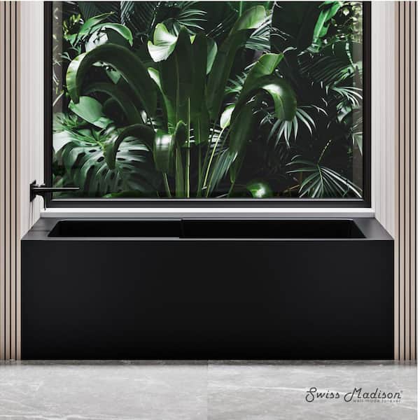 Voltaire 54 in. Left Drain Rectangular Alcove Bathtub in Matte Black