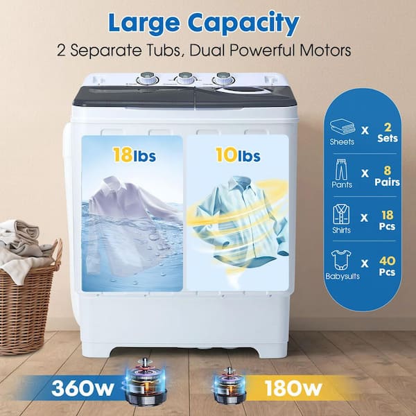 Elexnux 3 cu. ft. Compact Top Load Twin Tub Washer with