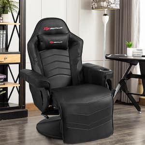 Faux Leather Ergonomic Massage Gaming Recliner Reclining Racing Chair Swivel in Black