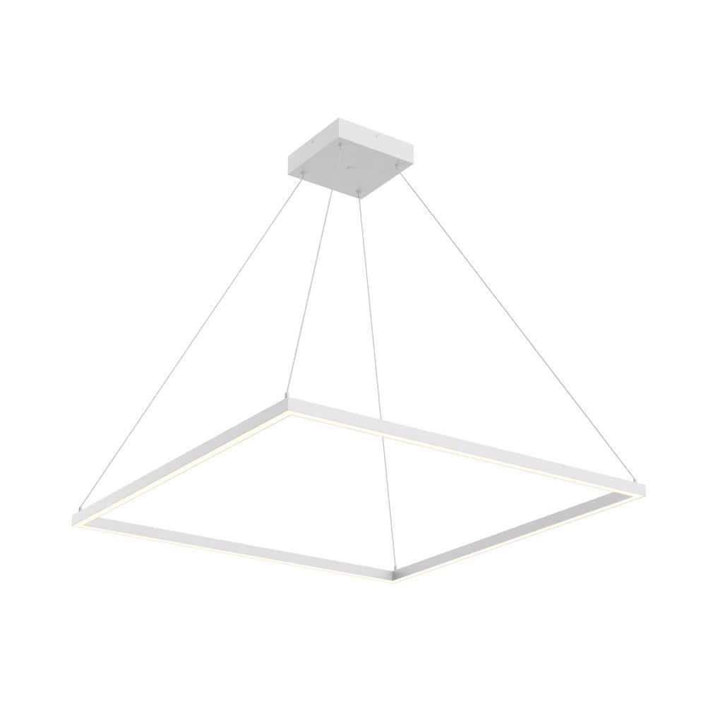 Piazza White LED Square Aluminum Chandelier 35.38"