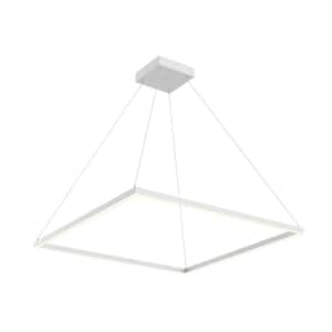 Piazza 36 in. 1 Light 78-Watt White Integrated LED Pendant Light
