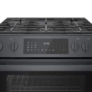 800 Series 30 in. 4.8 cu. ft. Slide-In Gas Range with Self-Cleaning Convection Oven in Black Stainless Steel