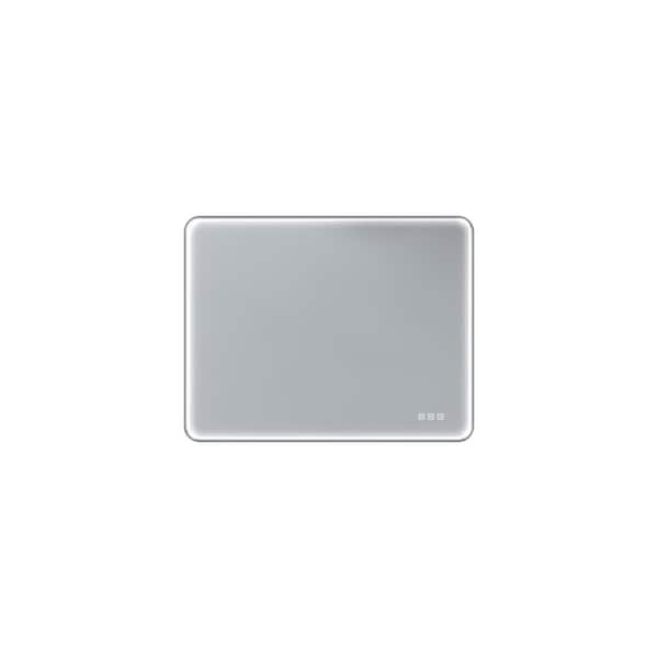 Framed Light 36 in. W x 28 in. H Rectangular Aluminum Framed Anti-Fog LED Bathroom Wall Mirror in Black