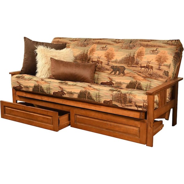 79 in. Barbados/Canadian Polyester Upholstered Full Size Futon Set with Mattress and Storage Drawers