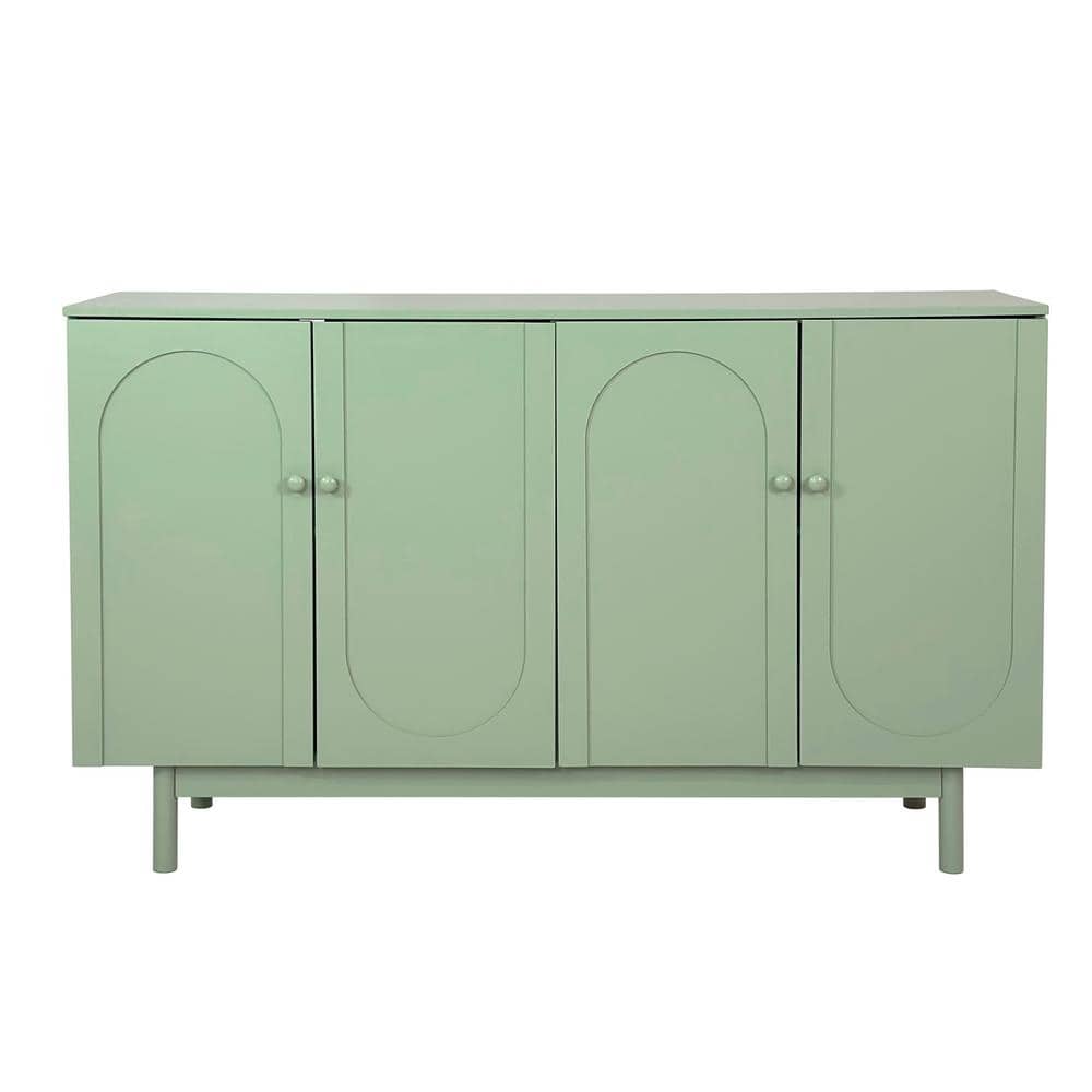 Mint Green 35.43 in. H 4-Door Intaglio Storage Cabinet with Pine Legs for L
