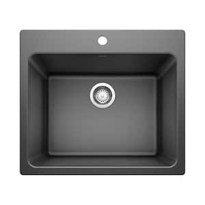 Liven 25 in. x 22 in. x 12 in. Granite Undermount Laundry Sink in Anthracite