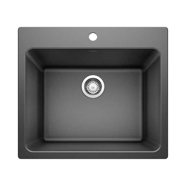 Blanco Liven 25 in. x 22 in. x 12 in. Granite Undermount Laundry Sink in Anthracite