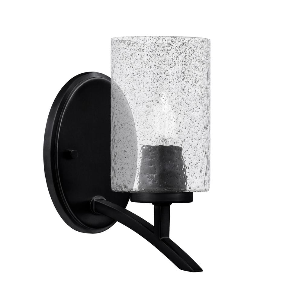 Siena 4 in. 1-Light Matte Black Sconce with 4 in. Smoke Bubble Glass Shade 