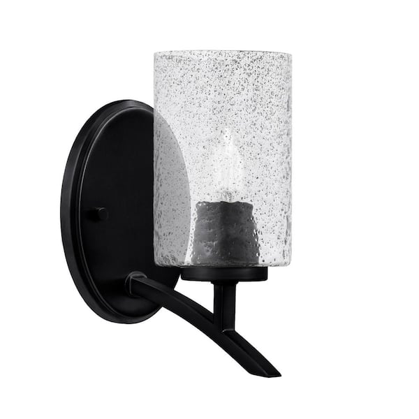 Unbranded Siena 4 in. 1-Light Matte Black Sconce with 4 in. Smoke Bubble Glass Shade No Bulb Included