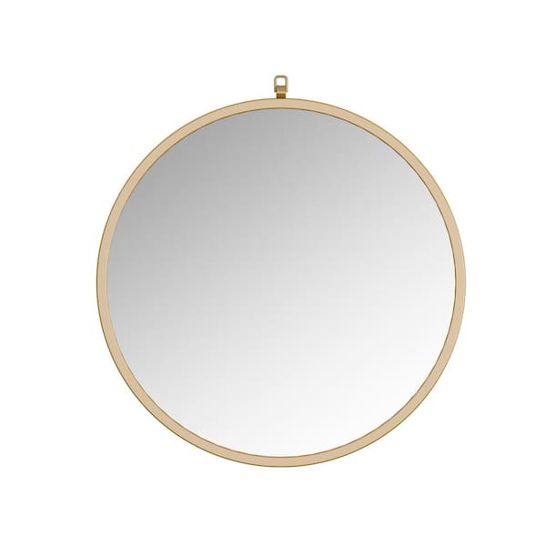 A&E Haylo 28 in. W x 28 in. H Medium Round Metal Framed Wall Bathroom Vanity Mirror in Gold