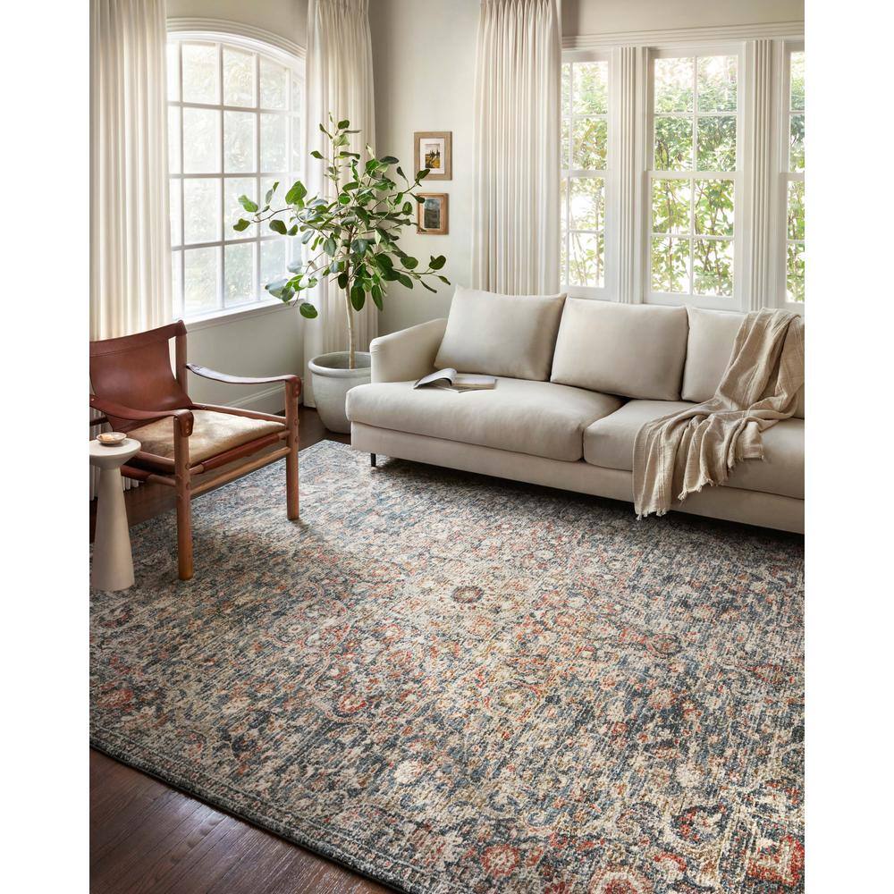 Loloi II Saban Blue and Spice Stain-Resistant Area Rug 7'-10" x 10'