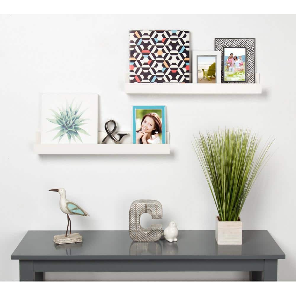Modern White Manufactured Wood 24" Floating Shelf Set