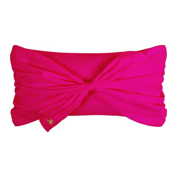 JUICY COUTURE Velvet Bow Hot Pink Solid Soft Polyester 10 in. x 18 in. Throw Pillow