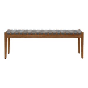 Brickmore Gray Woven Dining Bench with Haze Finish Wood Accents (54" W)