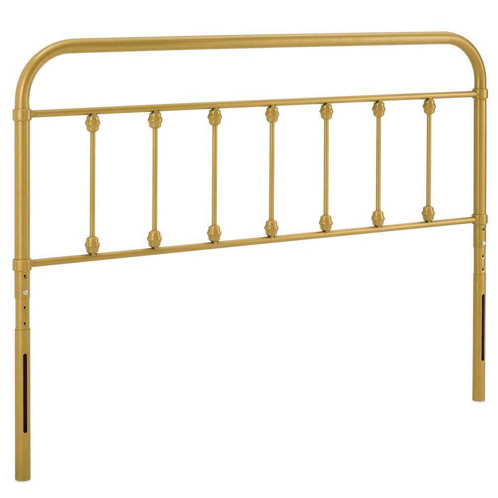 Gold Twin Adjustable Metal Headboard with Spindle Detail