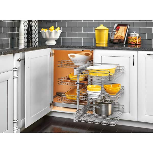 Rev A Shelf 18 In Corner Cabinet Pull, Kitchen Cabinet Replacement Shelves Home Depot