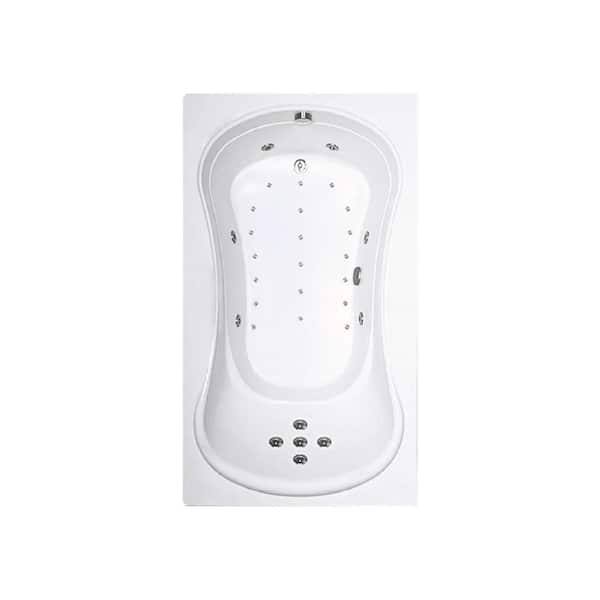 Comfortflo 72 in. x 42 in. Acrylic Rectangular Drop-in Whirlpool and Air Bathtub with Reversible Drain in Biscuit