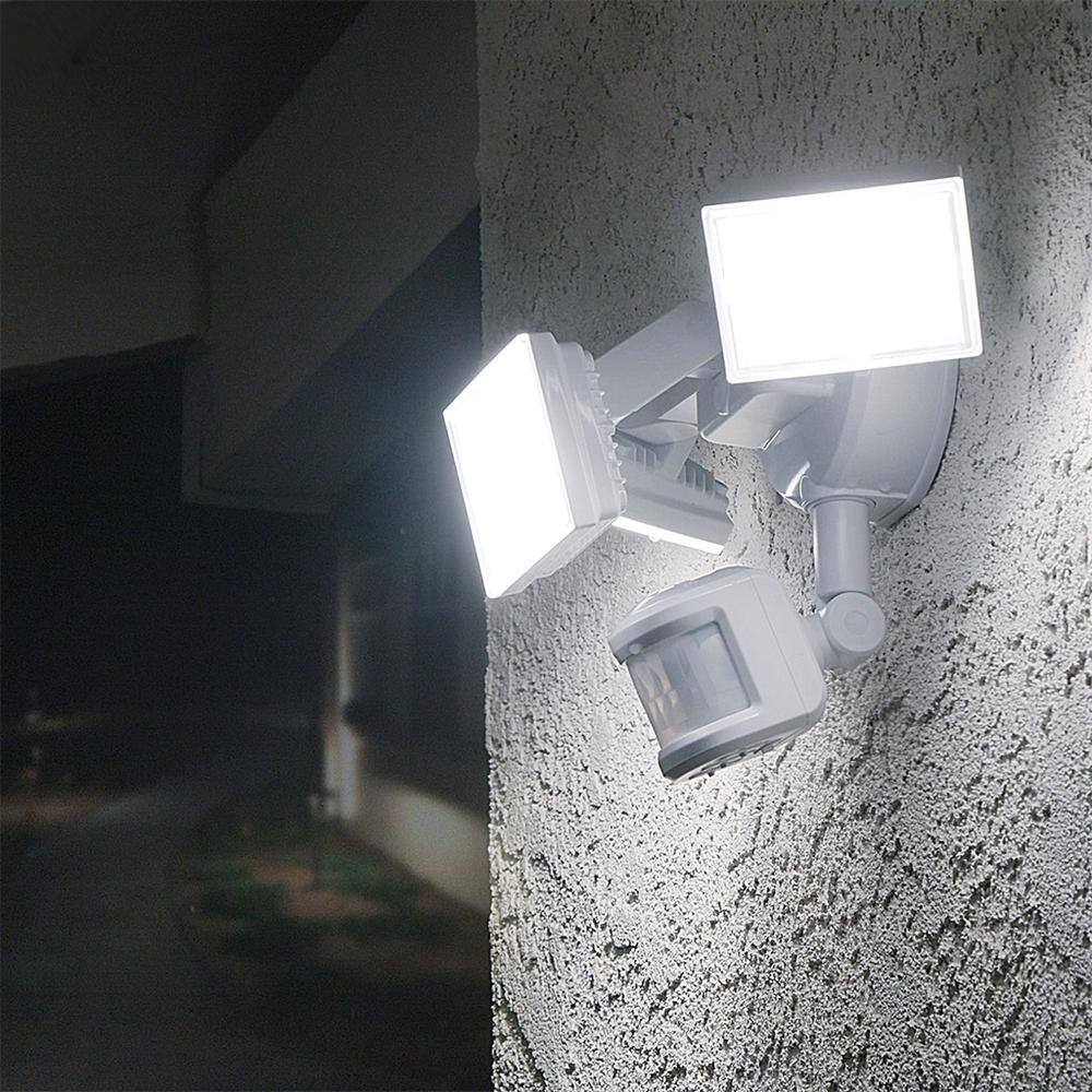 White Triple-Head LED Motion Sensor Security Floodlight