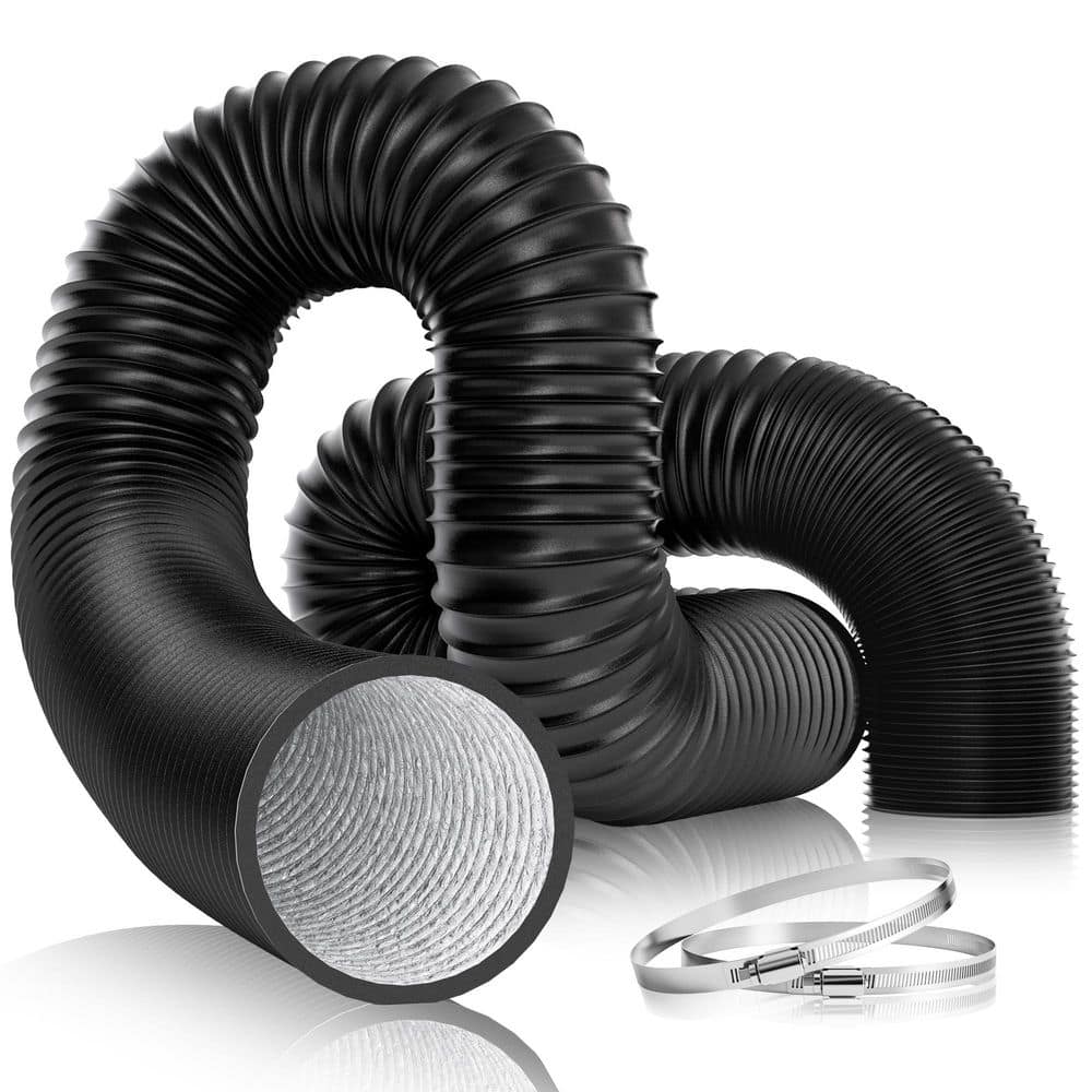 4 in. 25 ft. Flexible Aluminum Ducting Vent Kit Dryer Hose Black Aluminum 1-Pack with 2 Clamps price history on PriceWatchPro