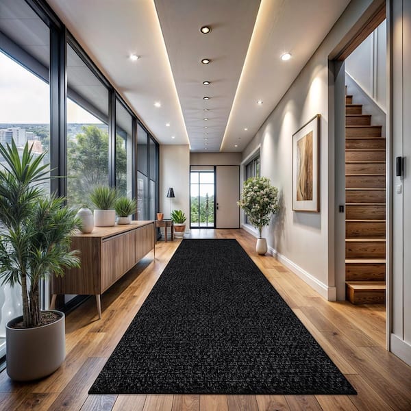 Jutem Dark Grey 2 ft. x 7 ft. Solid Indoor Area Rug