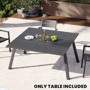 Dark Gray Expandable Rectangular Aluminum Outdoor Patio Dining Table