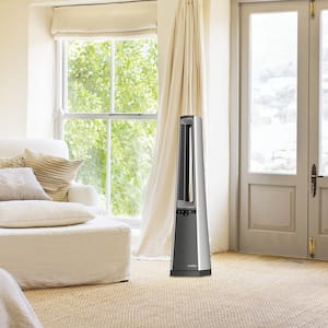 Bladeless 37 in. Oscillating Tower Fan with Nighttime Setting, Timer and Remote Control