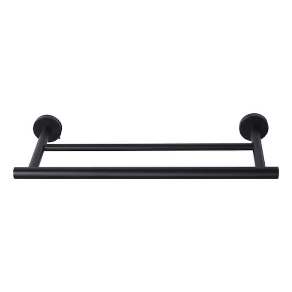Round 16 in. Wall Mounted Towel Bar in Matte Black