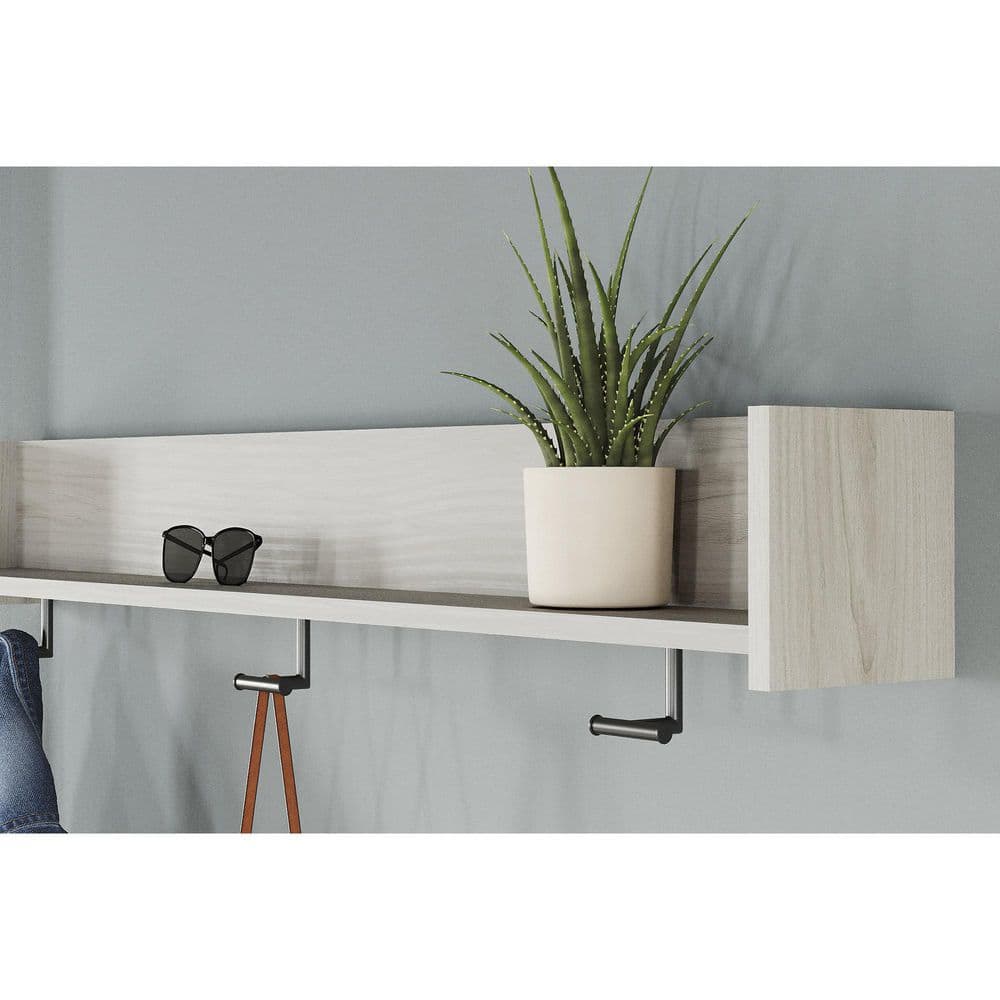 Socalle Brown Wall-Mounted Coat Rack with Shelf - thumbnail 2