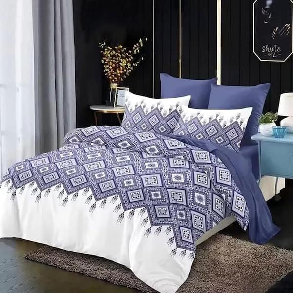 Shatex 3 Piece All Season Bedding king size Comforter Set, Ultra Soft Polyester Elegant Bedding Comforters-Blue