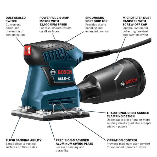 2 Amp 1/4 in. Corded Sheet Orbital Finishing Sander