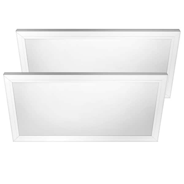 1 ft. x 2 ft. 25-Watt Dimmable White Integrated LED 2000 Lumens Flat Panel Ceiling Flush Mount with 5CCT (2-Pack)